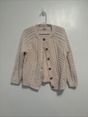Mini Boden Heritage Cream Cable-Knit Button Cardigan